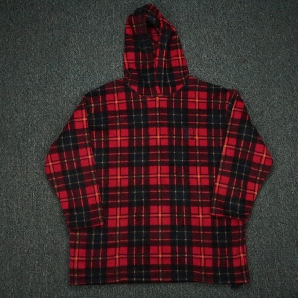 Lauren Ralph Lauren Tops - Lauren Ralph Lauren Hoodie Womens Large Red Plaid Oversized Flannel Sweater